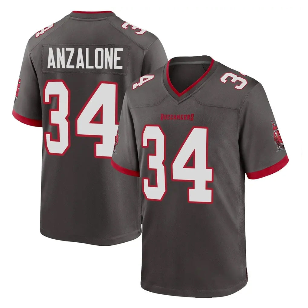 Choea TB.Buccaneers #34 Alex Anzalone Player Pewter Alternate Home Game Stitched Jerseys