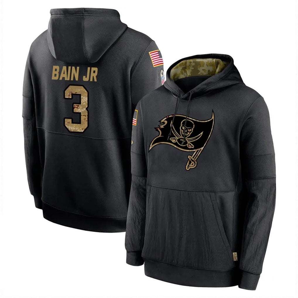 Choea TB.Buccaneers #3 Rueben Bain Jr. Player Black Salute to Service Sideline Performance Pullover Hoodies Home Game Stitched Jerseys