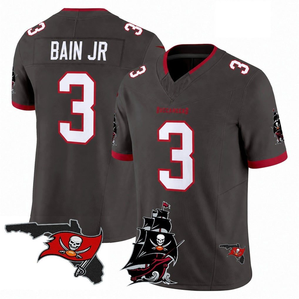 Choea TB.Buccaneers #3 Rueben Bain Jr. Player Pewter Limited 2026 Season Vapor F.U.S.E. Home Game Stitched Jerseys