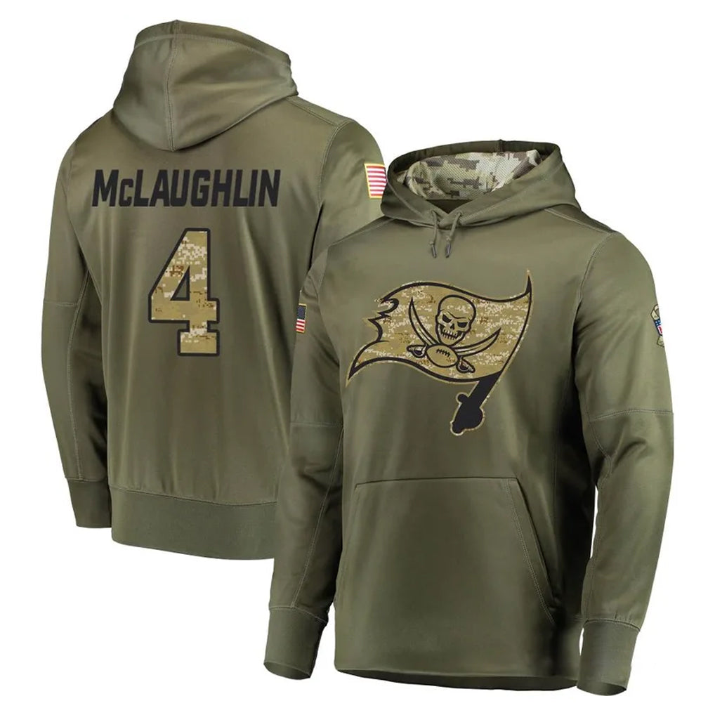Choea TB.Buccaneers #4 Chase McLaughlin Player Olive Salute to Service Pullover Hoodie Home Game Stitched Jerseys