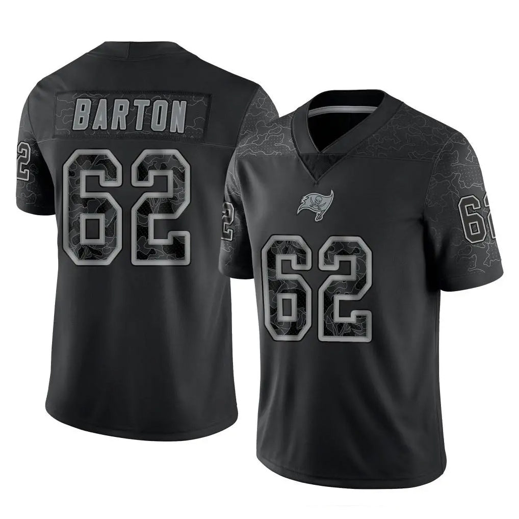 Choea TB.Buccaneers #62 Graham Barton Player Black Reflective Limited Home Game Stitched Jerseys