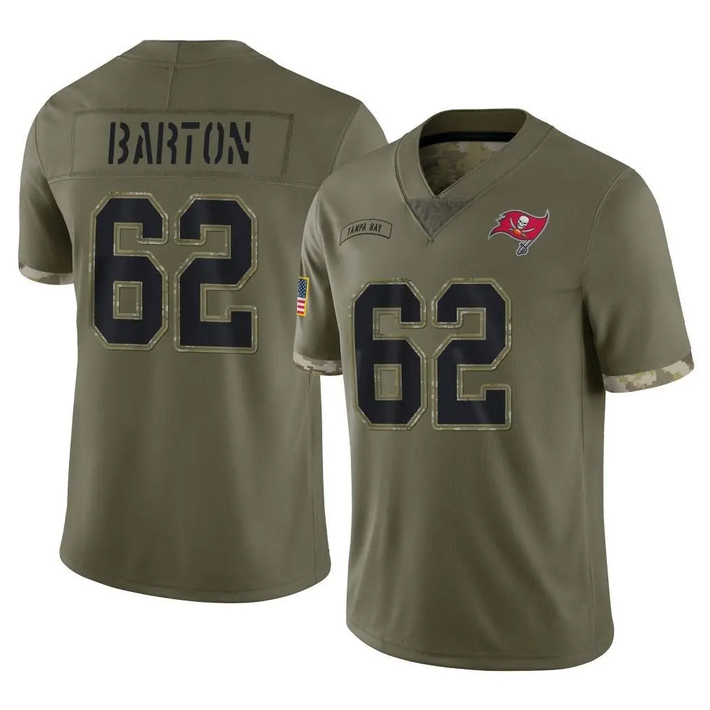 Choea TB.Buccaneers #62 Graham Barton Player Olive Limited Salute To Service Home Game Stitched Jerseys
