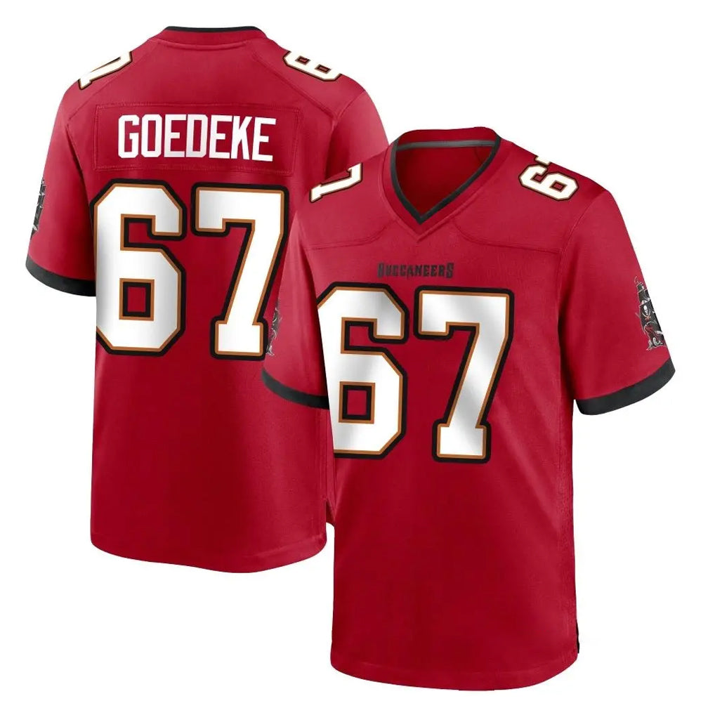Choea TB.Buccaneers #67 Luke Goedeke Player Red Home Game Stitched Jerseys