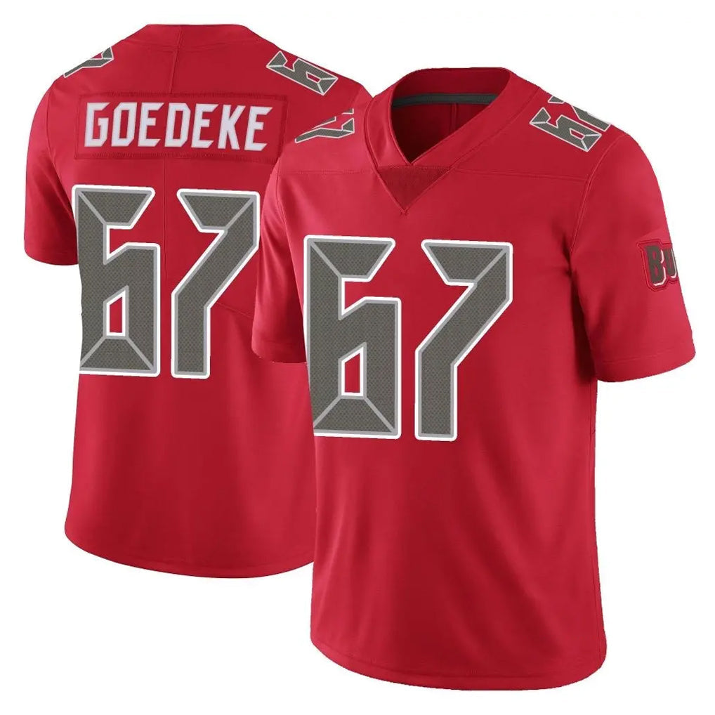 Choea TB.Buccaneers #67 Luke Goedeke Player Red Limited Color Rush Home Game Stitched Jerseys