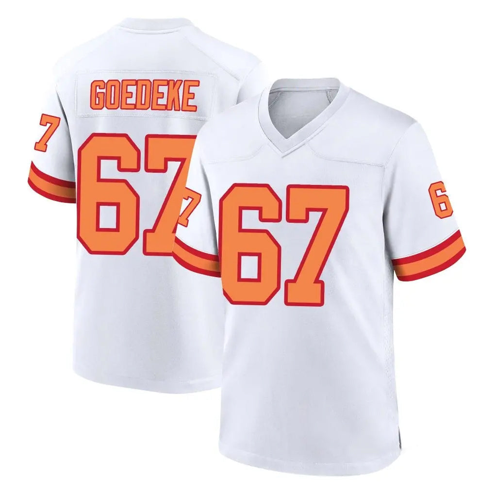 Choea TB.Buccaneers #67 Luke Goedeke Player White '76 Home Game Stitched Jerseys