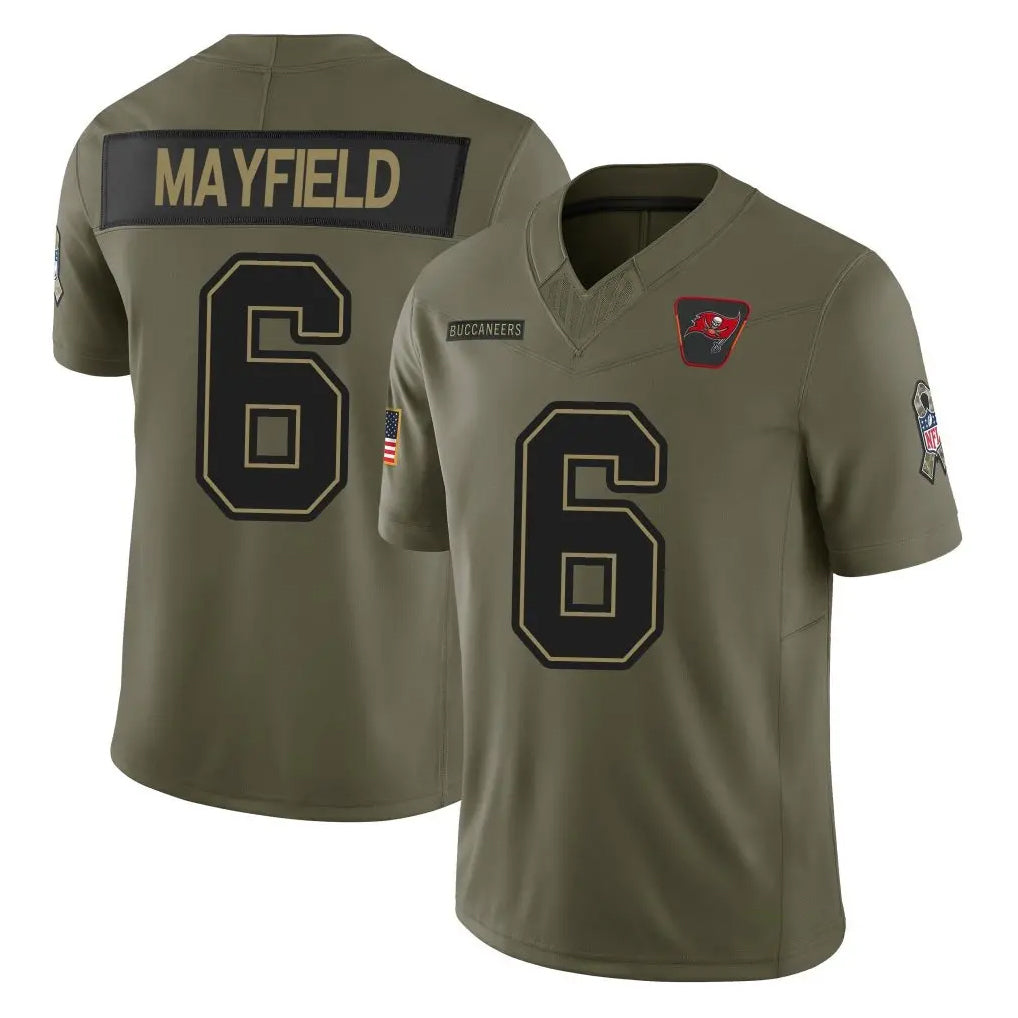 Choea TB.Buccaneers #6 Baker Mayfield Player Olive 2025 Salute To Service Limited Home Game Stitched Jerseys