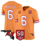 Choea TB.Buccaneers #6 Baker Mayfield Player Orange 50th Season Vapor Limited Home Game Stitched Jerseys