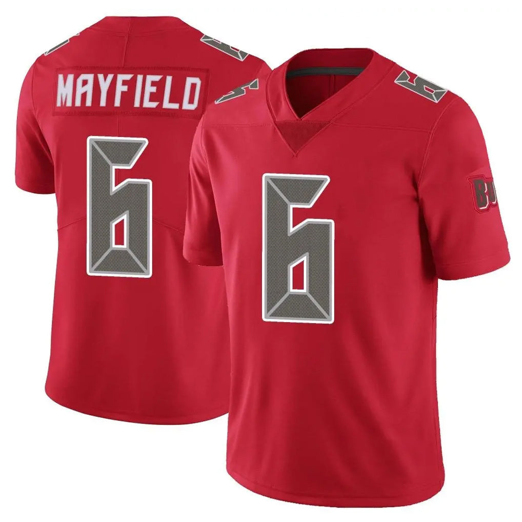 Choea TB.Buccaneers #6 Baker Mayfield Player Red Limited Color Rush Home Game Stitched Jerseys