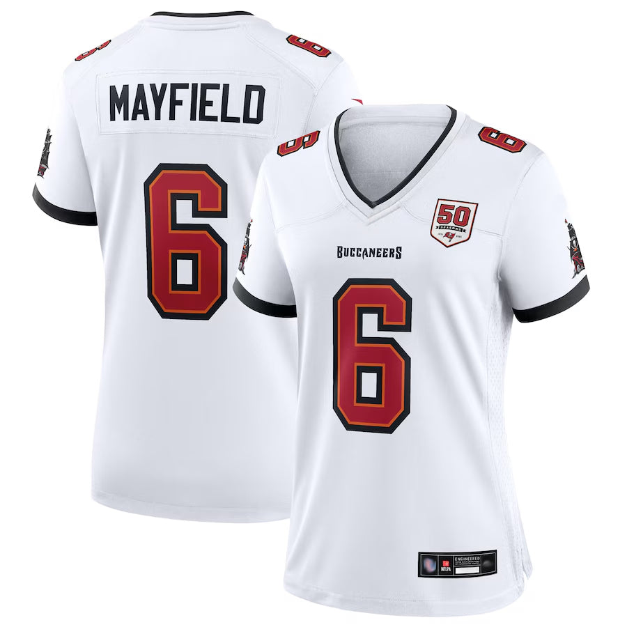 Choea TB.Buccaneers #6 Baker Mayfield Player White 50th Anniversary Game Stitched Jerseys