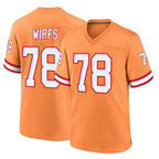 Choea TB.Buccaneers #78 Tristan Wirfs Player Orange Throwback Home Game Stitched Jerseys