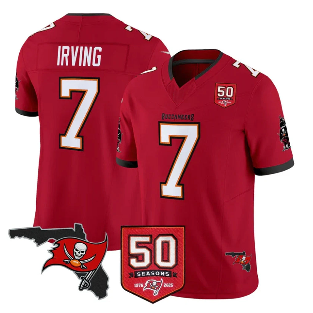 Choea TB.Buccaneers #7 Bucky Irving Player Red 50th Season Vapor Limited Home Game Stitched Jerseys