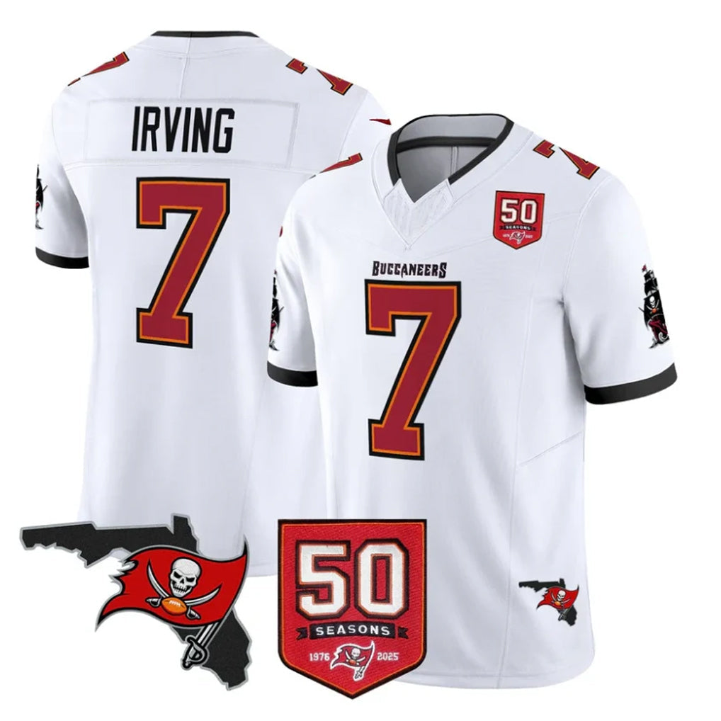 Choea TB.Buccaneers #7 Bucky Irving Player White 50th Season Vapor Limited Home Game Stitched Jerseys