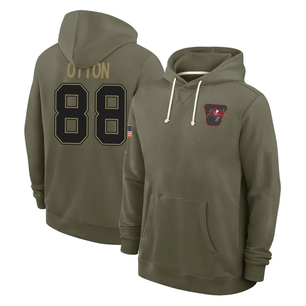 Choea TB.Buccaneers #88 Cade Otton Player Olive Salute to Service Pullover Hoodies Limited Stitched Jerseys