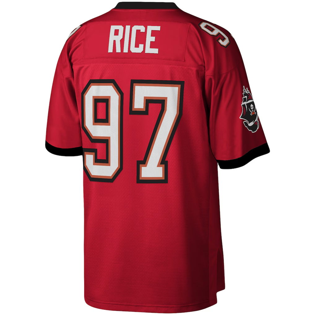 Choea TB.Buccaneers #97 Simeon Rice Mitchell & Ness Red Legacy Replica Stitched Puhic Jersey