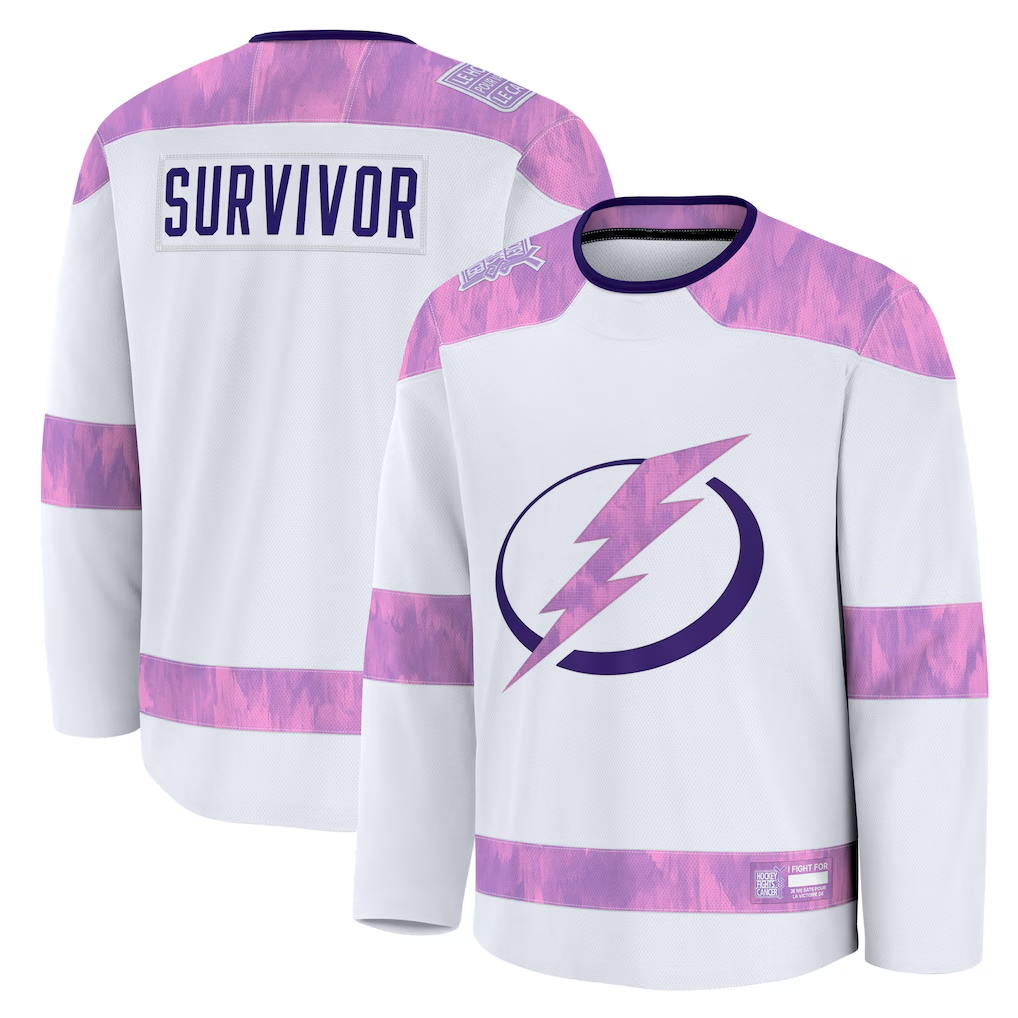 Choea TB.Lightning White Hockey Fights Cancer Survivor Practice Jerseys