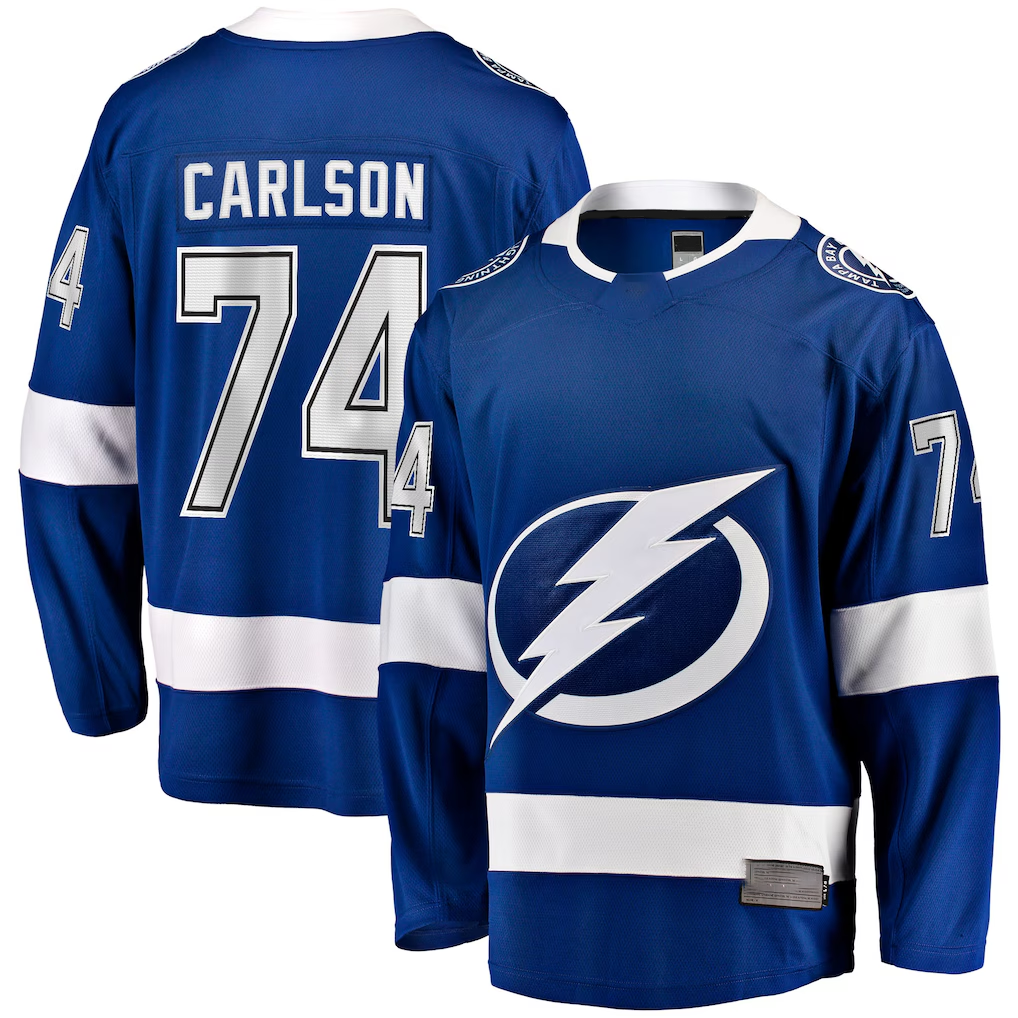 Choea TB.Lightning #74 John Carlson Blue Home Breakaway Jerseys