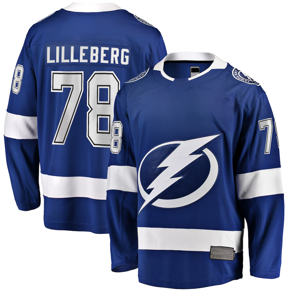Choea TB.Lightning #78 Emil Lilleberg Blue Home Premier Breakaway Player Jerseys