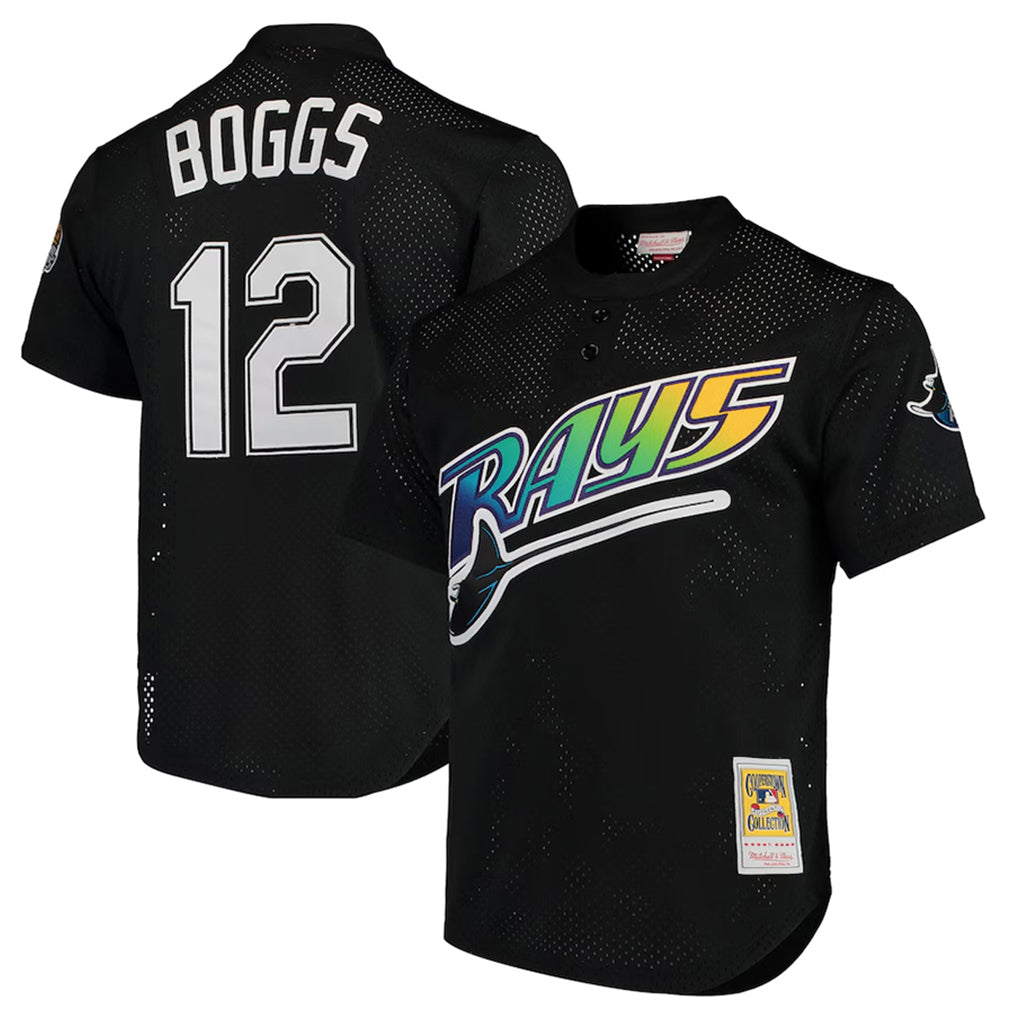 Choea TB.Rays #12 Wade Boggs Player Black Mitchell & Ness Cooperstown Replica Stitched Jerseys