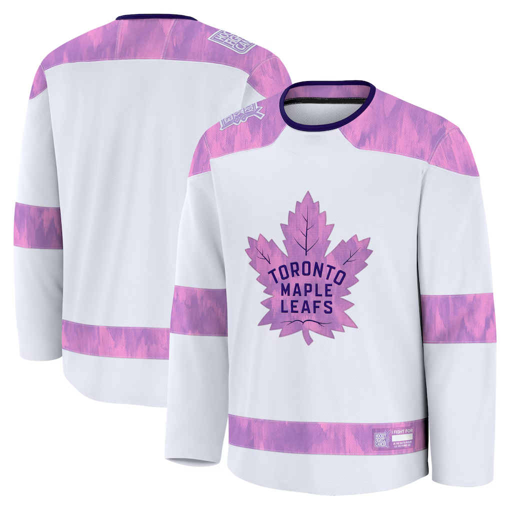 Choea T.Maple Leafs White 2024 Hockey Fights Cancer Practice Jerseys