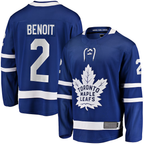 Choea T.Maple Leafs #2 Simon Benoit Blue Home Premier Breakaway Player Jerseys