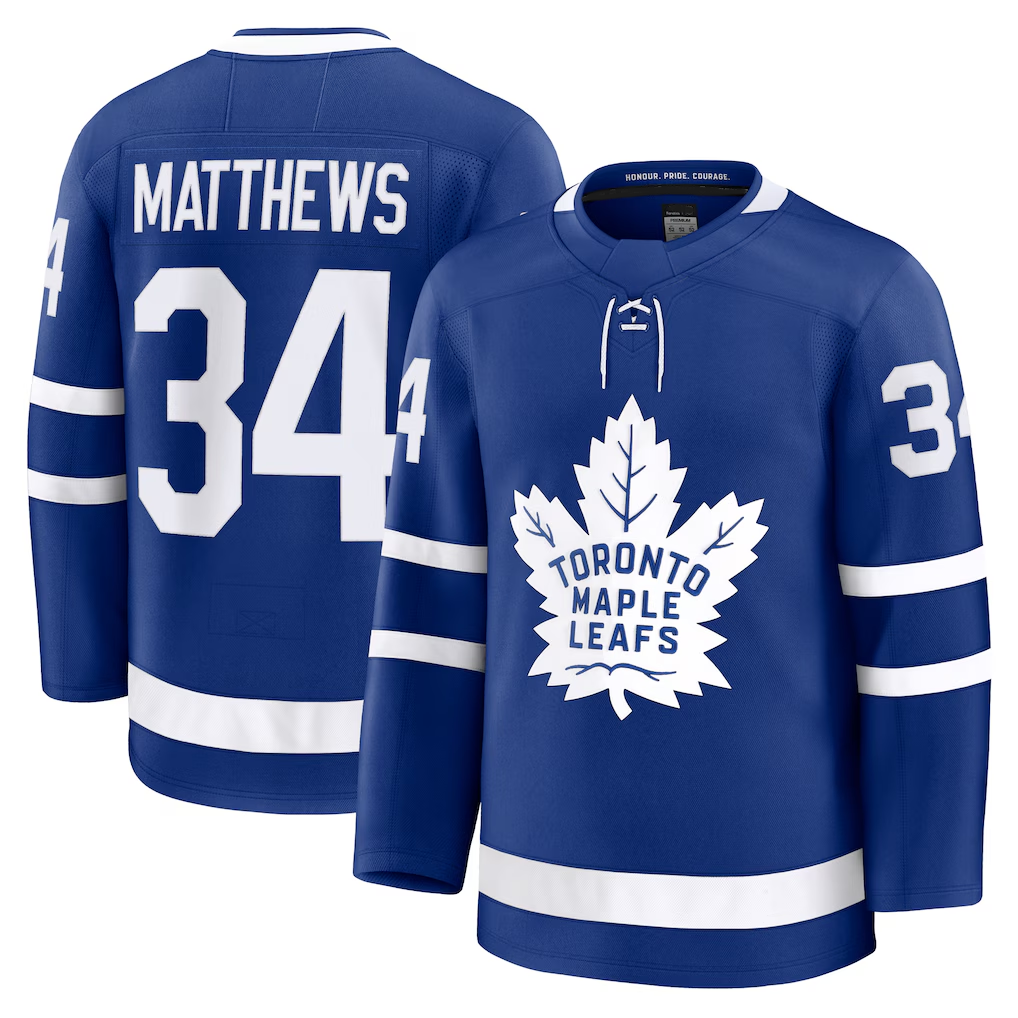 Choea T.Maple Leafs #34 Auston Matthews Blue Home Premium Jerseys