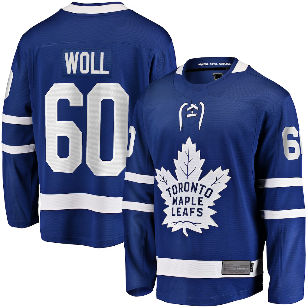 Choea T.Maple Leafs #60 Joseph Woll Blue Home Premier Breakaway Player Jerseys