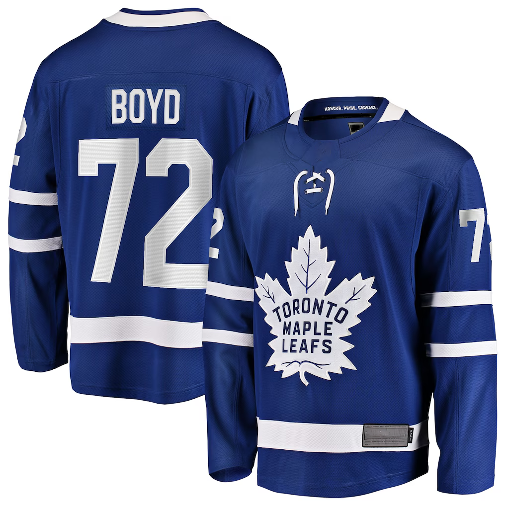 Choea T.Maple Leafs #72 Travis Boyd Blue Home Breakaway Jerseys