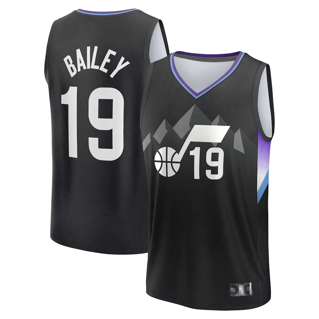 Choea U.Jazz #19 Ace Bailey Fanatics Black 2025 Draft First Round Pick Fast Break Replica Jerseys - Statement Edition