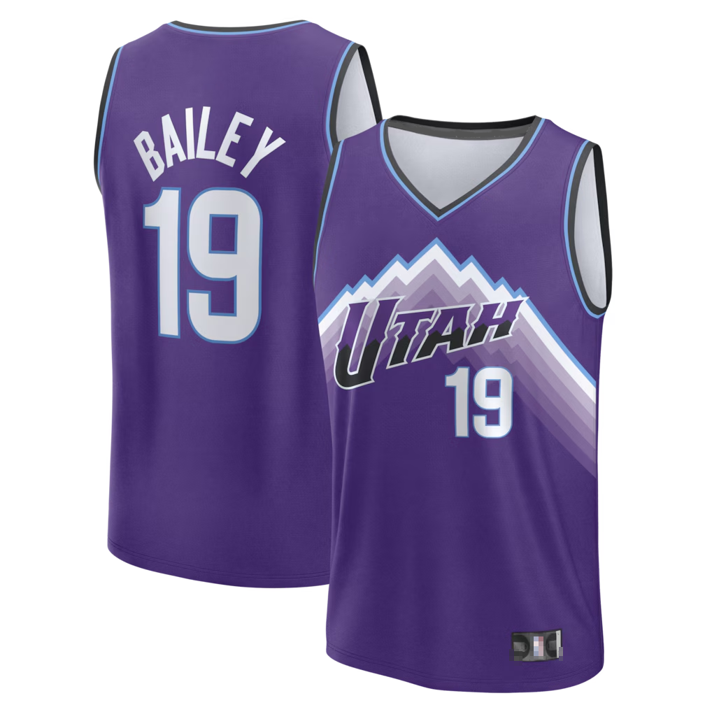 Choea U.Jazz #19 Ace Bailey Fanatics Purple Fast Break Replica Jerseys - Icon Edition