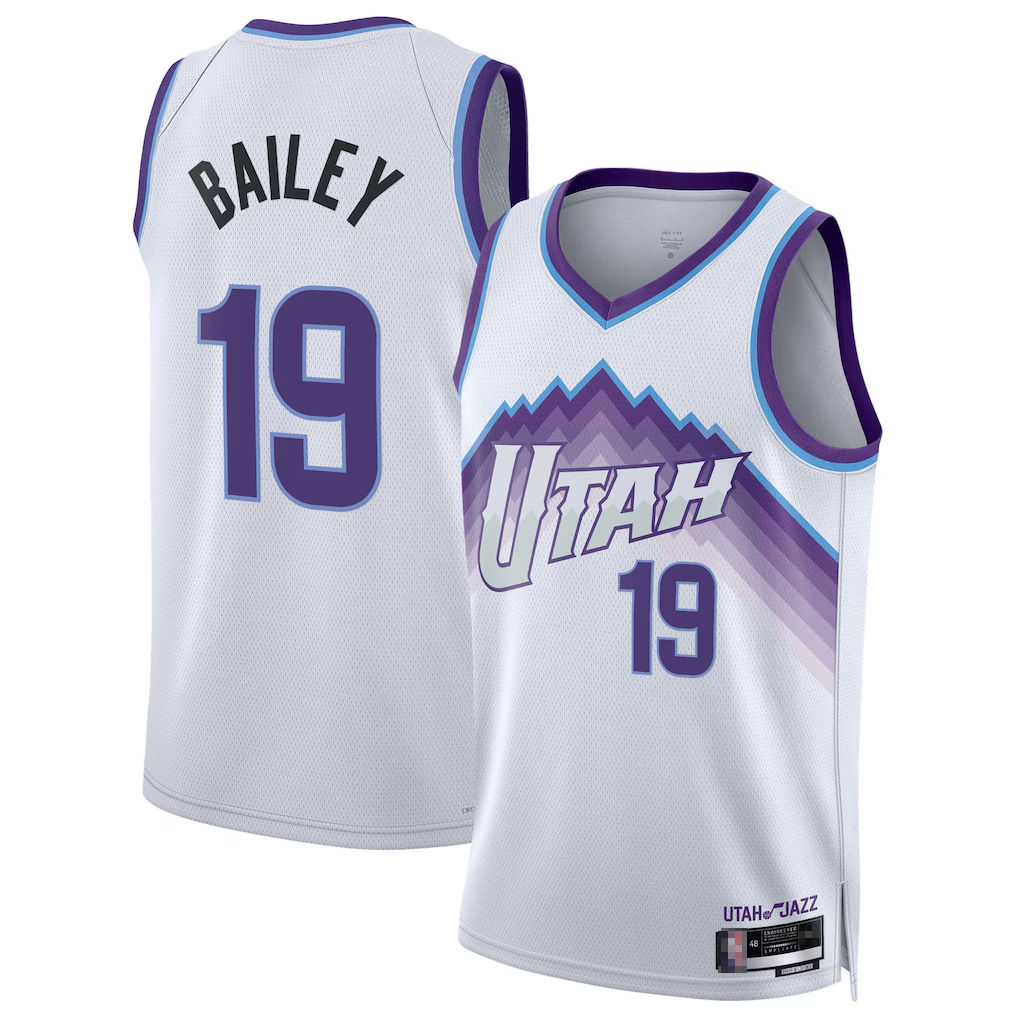 Choea U.Jazz #19 Ace Bailey White Swingman Jerseys- Association Edition