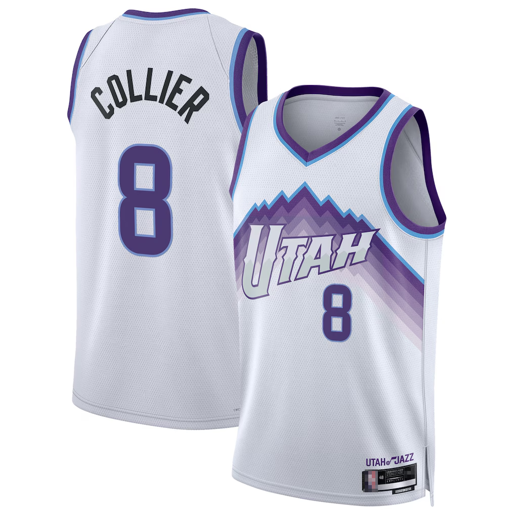 Choea U.Jazz #8 Isaiah Collier White Swingman Jerseys - Association Edition