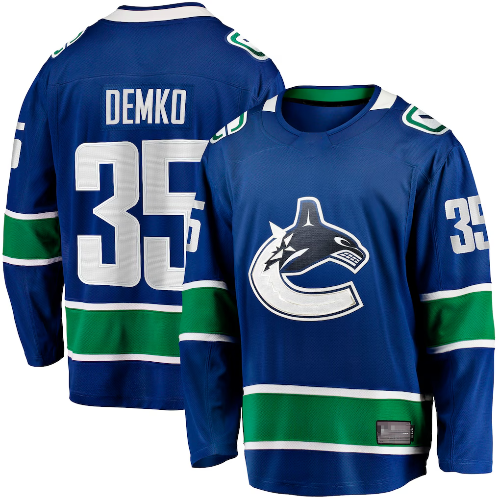 Choea V.Canucks #35 Thatcher Demko Blue Home Breakaway Jerseys