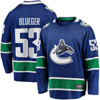 Choea V.Canucks #53 Teddy Blueger Blue Home Breakaway Jerseys
