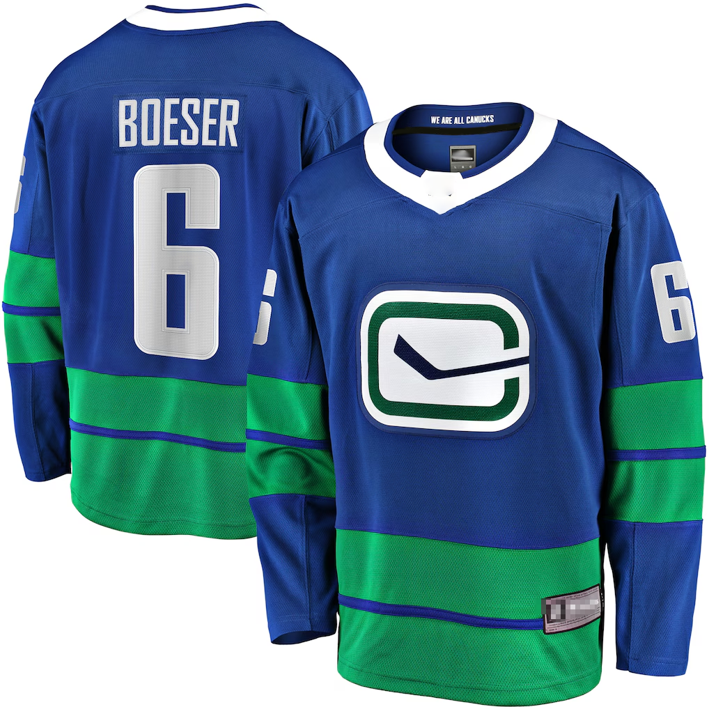 Choea V.Canucks #6 Brock Boeser Blue Breakaway Jerseys
