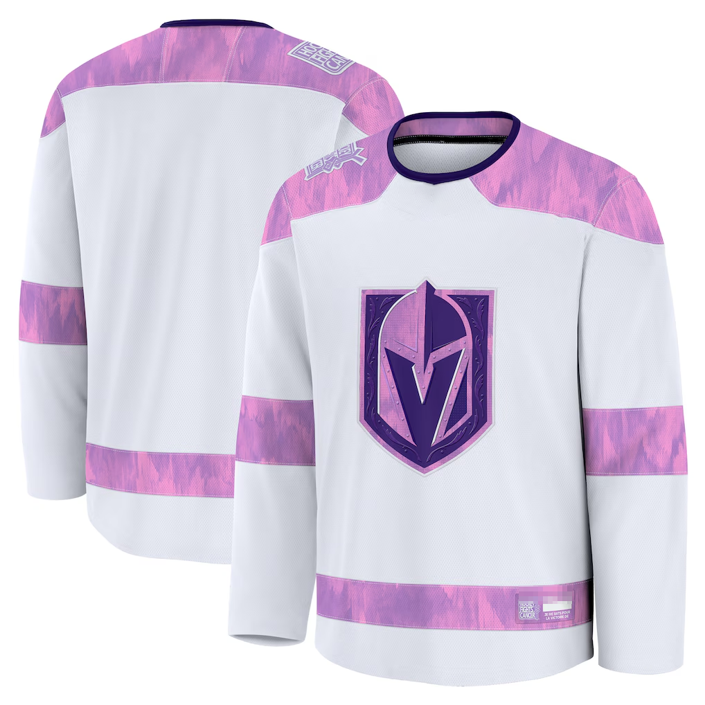 Choea V.Golden Knights White 2024 Hockey Fights Cancer Practice Jerseys