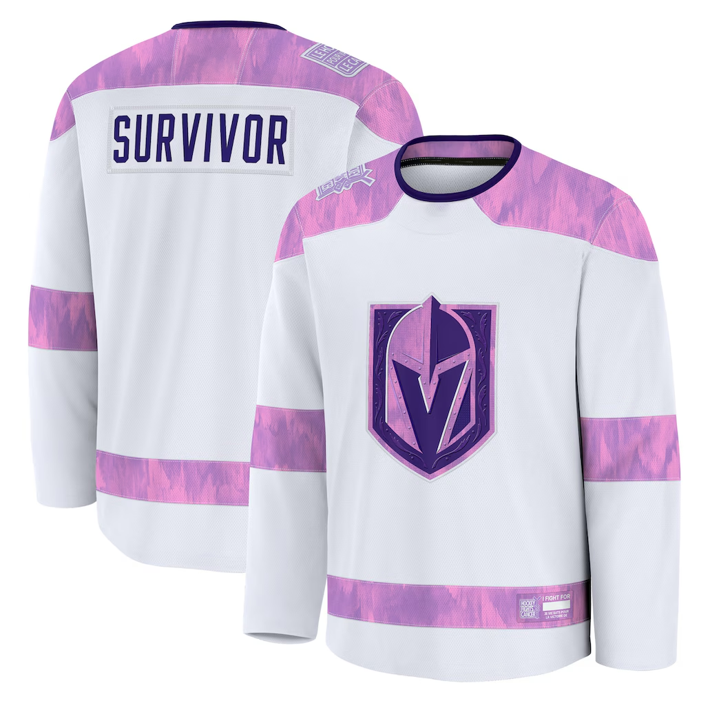 Choea V.Golden Knights White Hockey Fights Cancer Survivor Practice Jerseys