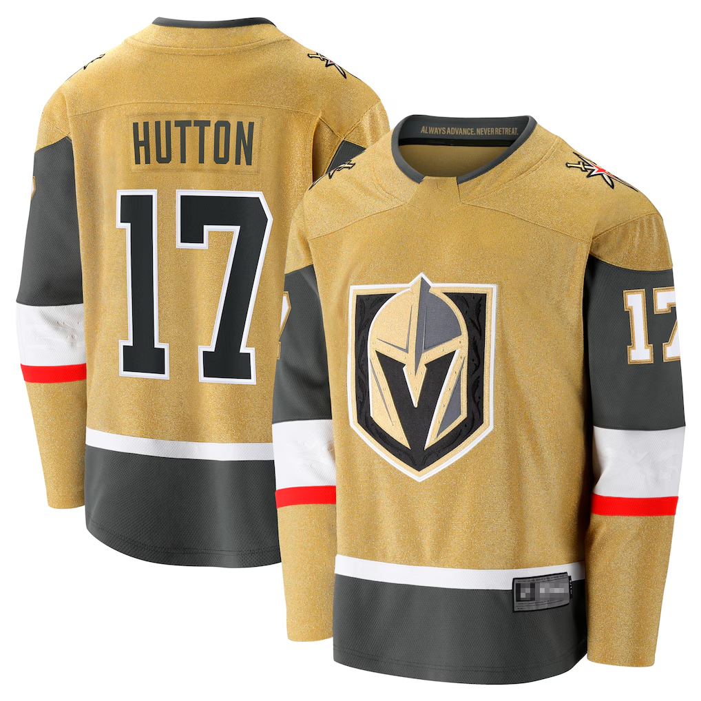 Choea V.Golden Knights #17 Ben Hutton Gold Home Premier Breakaway Player Jerseys