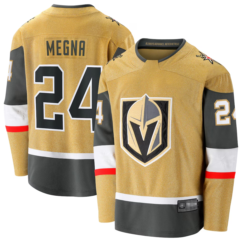 Choea V.Golden Knights #24 Jaycob Megna Gold Home Breakaway Jerseys