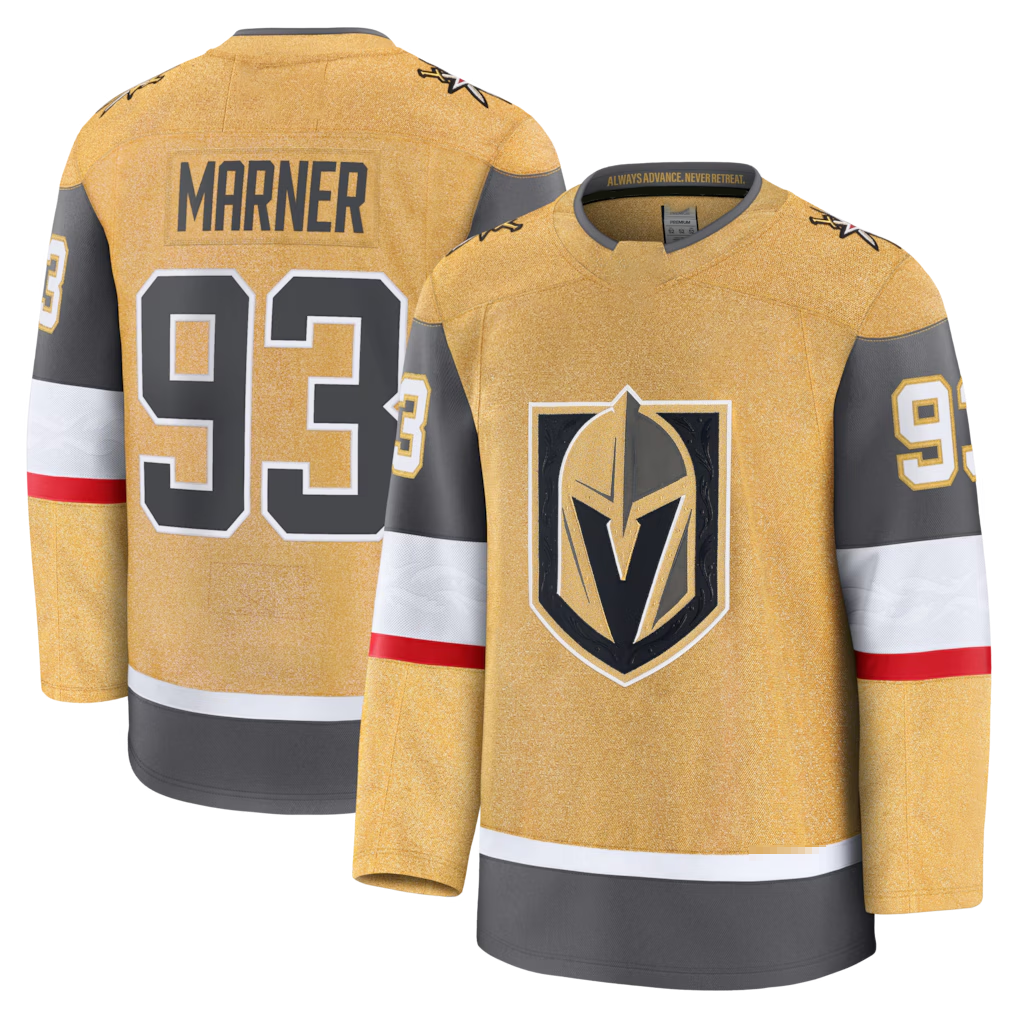 Choea V.Golden Knights #93 Mitch Marner Gold Home Premium Jerseys