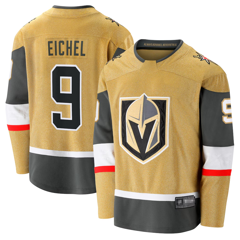 Choea V.Golden Knights #9 Jack Eichel Gold Home Breakaway Stitched Jerseys