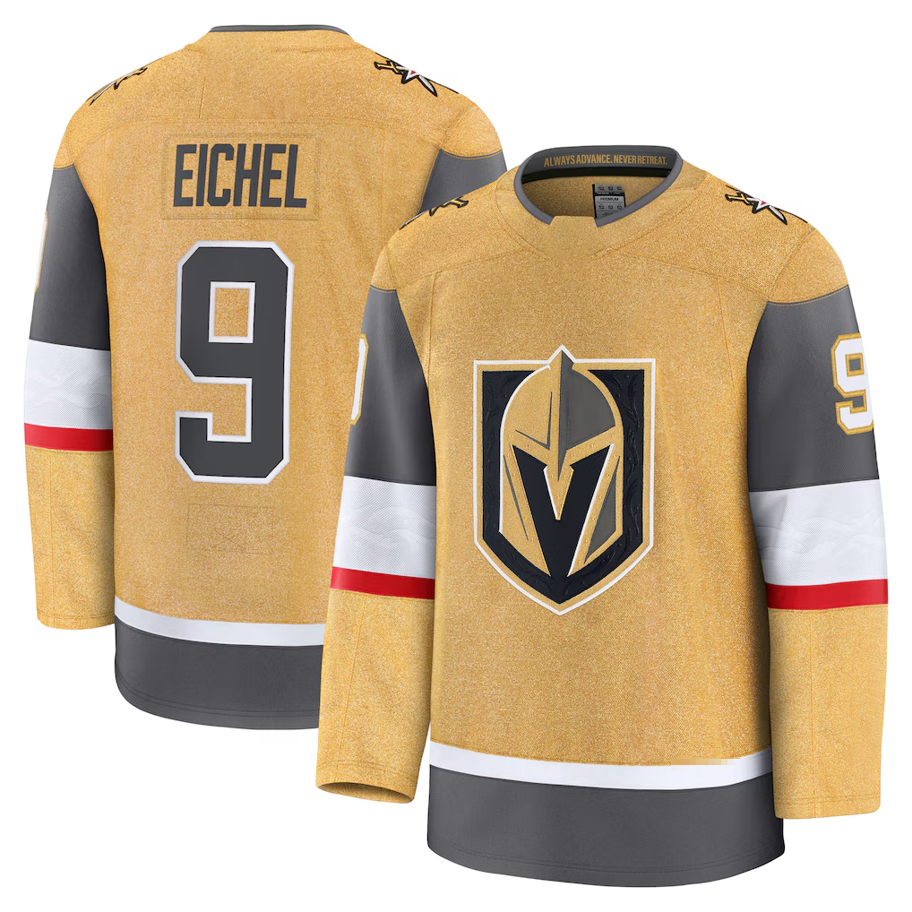 Choea V.Golden Knights #9 Jack Eichel Gold Home Premium Jerseys