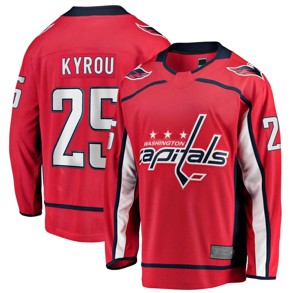 Choea W.Capitals #25 Jordan Kyrou Red Home Breakaway Jerseys