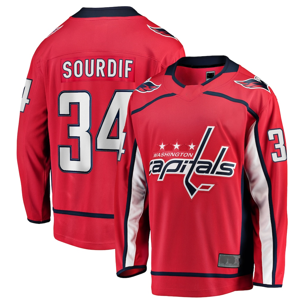 Choea W.Capitals #34 Justin Sourdif Red Home Breakaway Jerseys