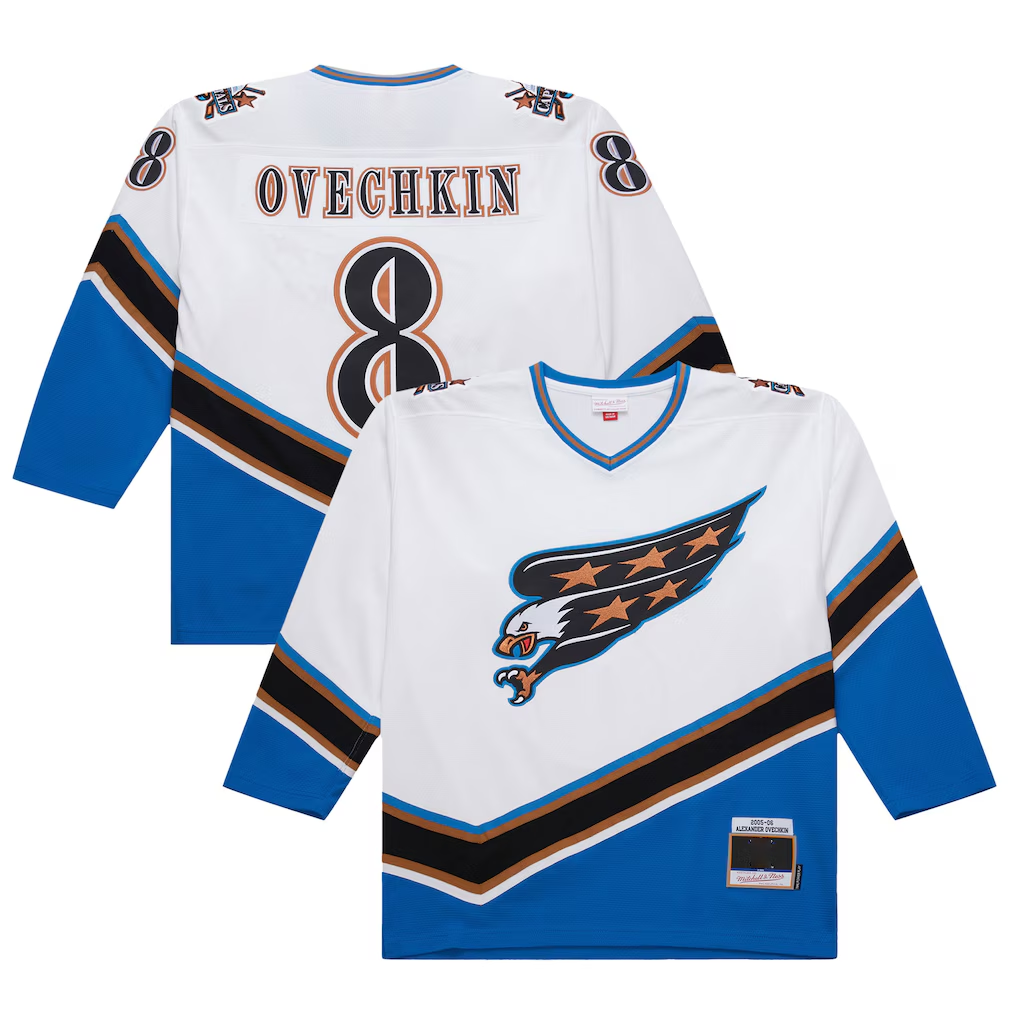 Choea W.Capitals #8 Alexander Ovechkin Mitchell & Ness White 2005-06 Power Play Jerseys