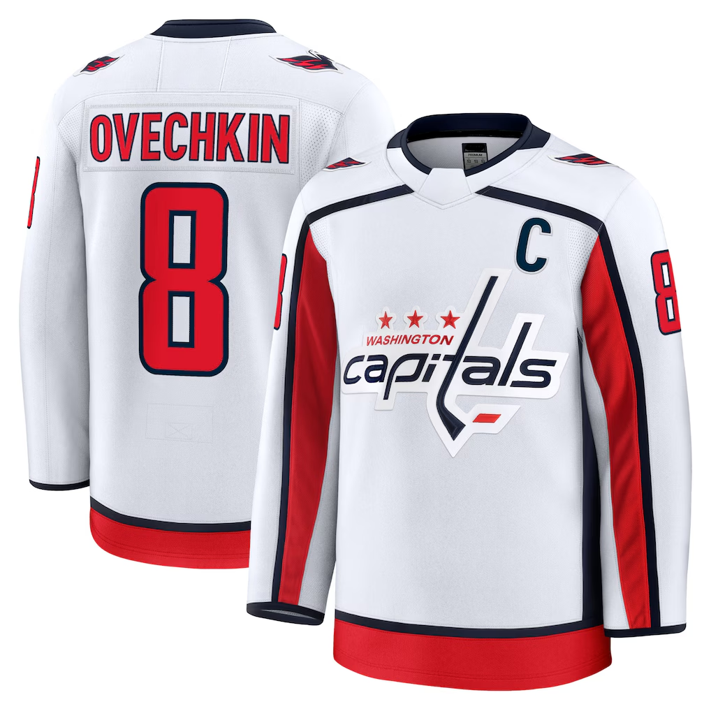 Choea W.Capitals #8 Alexander Ovechkin White Away Premium Jerseys