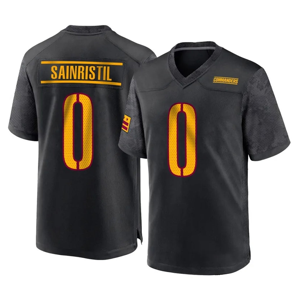 Choea W.Commanders #0 Mike Sainristil Player Black Home Game Stitched Jerseys
