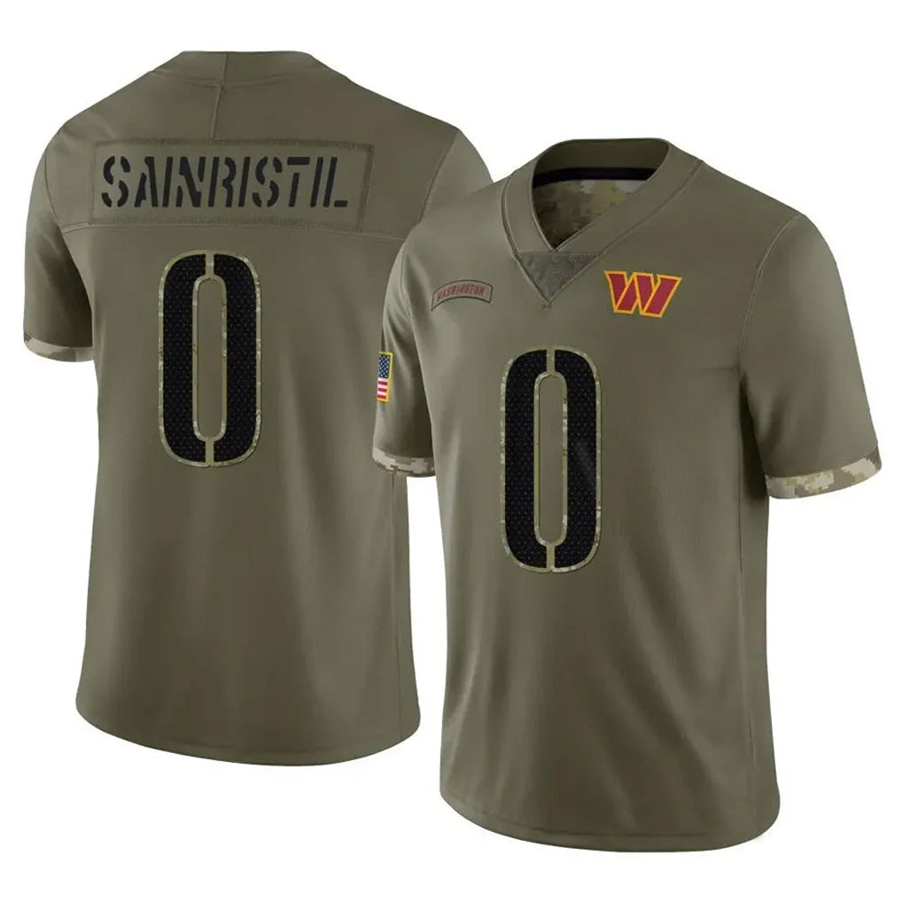 Choea W.Commanders #0 Mike Sainristil Player Olive Salute To Service Limited Home Game Stitched Jerseys