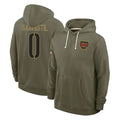 Choea W.Commanders #0 Mike Sainristil Player Olive Salute to Service Pullover Hoodies Limited Home Stitched Jerseys
