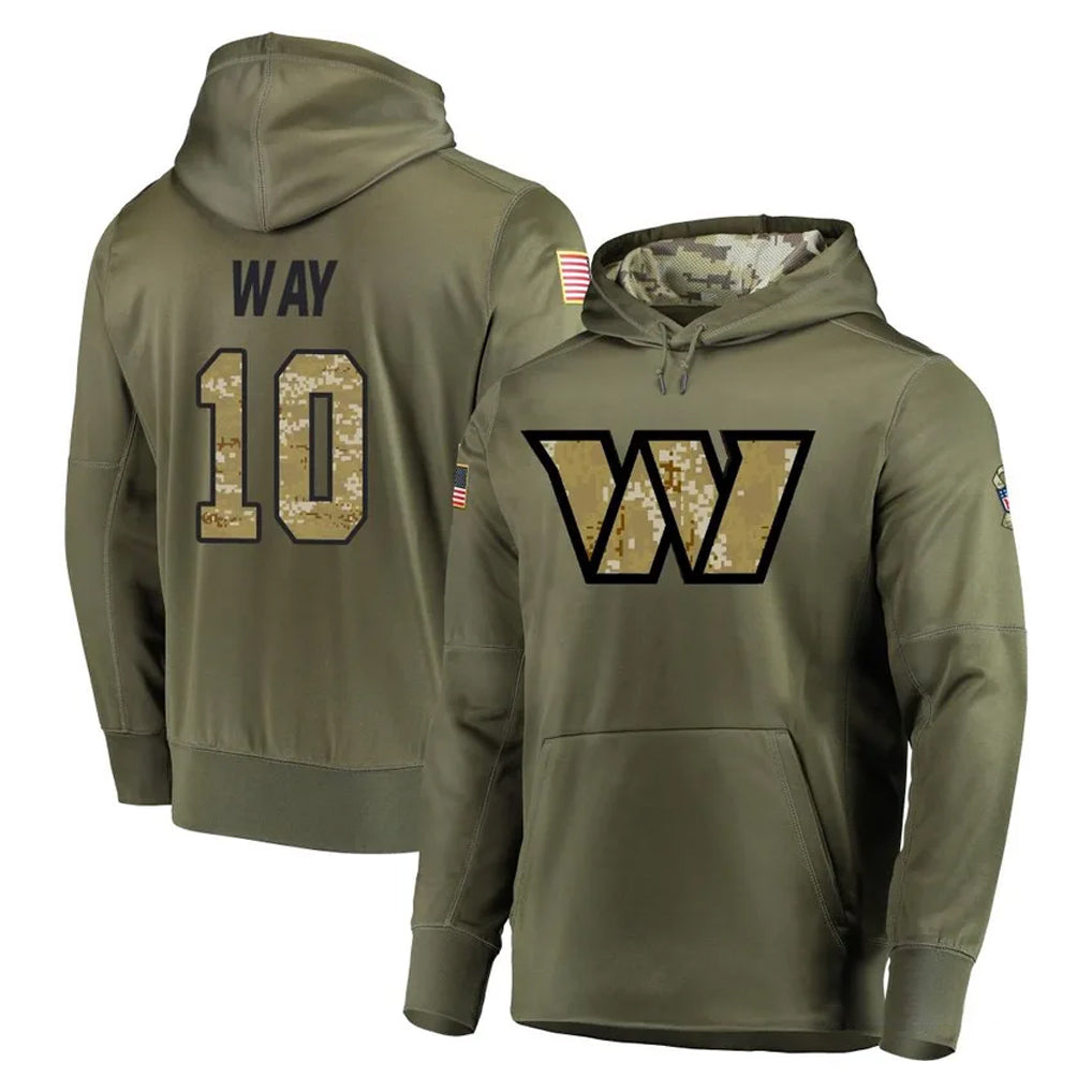 Choea W.Commanders #10 Tress Way Player Olive Salute to Service Pullover Hoodie Limited Home Game Stitched Jerseys
