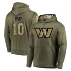 Choea W.Commanders #10 Tress Way Player Olive Salute to Service Pullover Hoodie Limited Home Game Stitched Jerseys